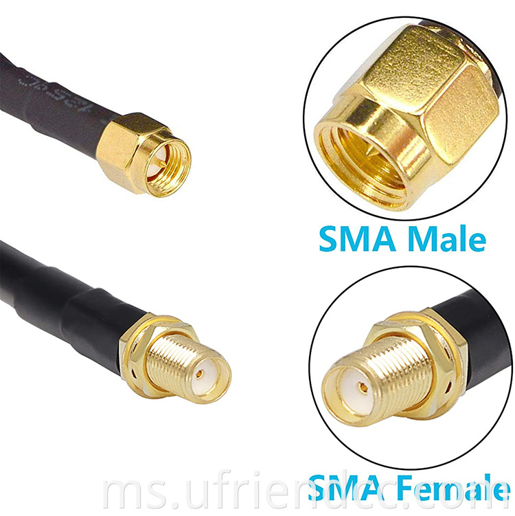 Custom RG174 Lelaki ke Penyambung Perempuan RF WiFi Antena Kabel Extension Coaxial